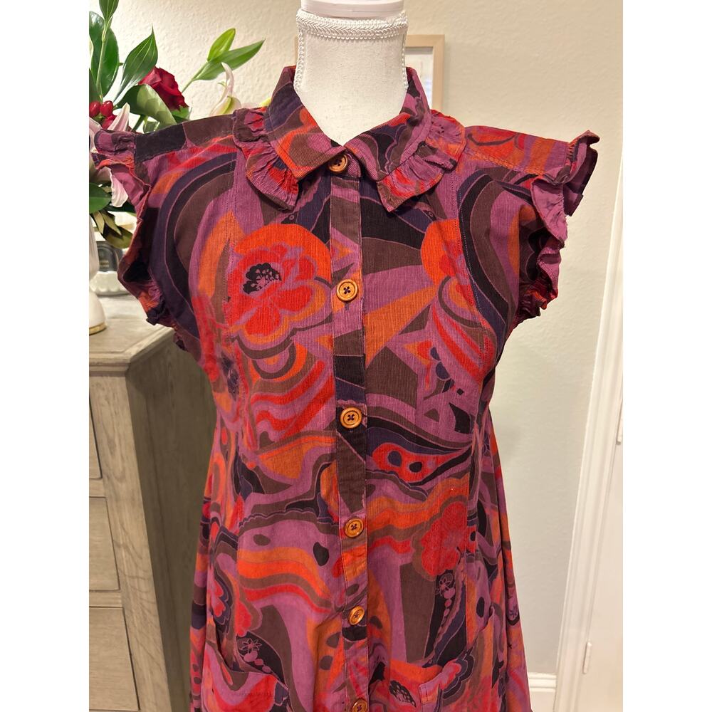 Free People | Sunny Days Pink/Purple Corduroy Mini Dress | XS - Picture 4 of 13